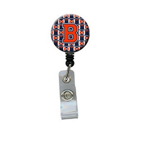 CAROLINES TREASURES Letter B Football Orange, Blue and White Retractable Badge Reel CJ1066-BBR
